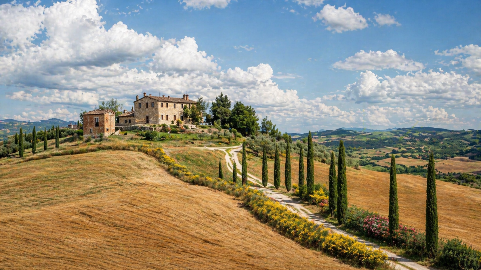 Paesaggio toscano al tramonto